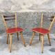 Pair of bistro and bohemian beech chairs, compass feet 1950