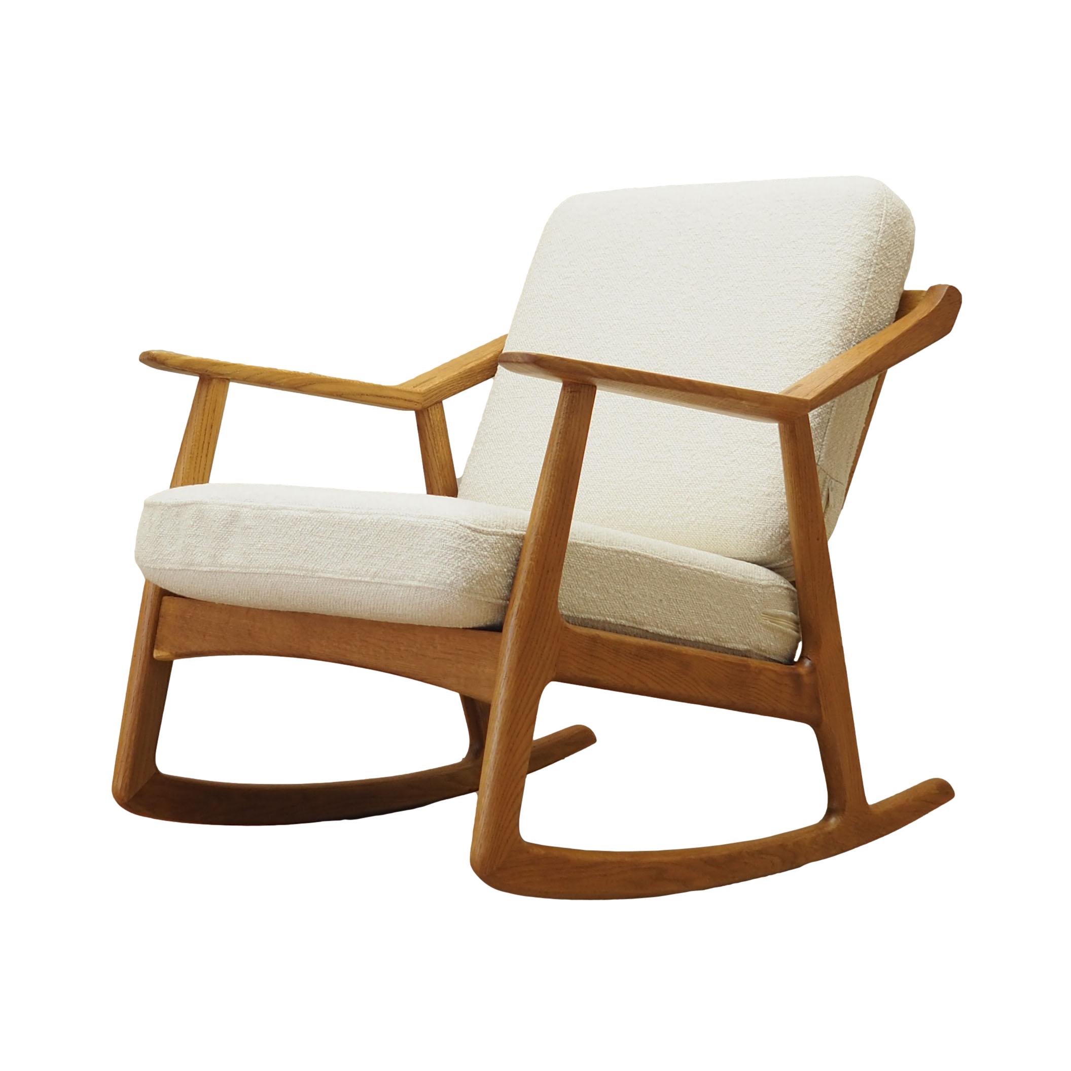 Fauteuil à bascule en chêne, design danois, années 1960, designer: H. Brockmann Petersen, production: Randers Møbelf