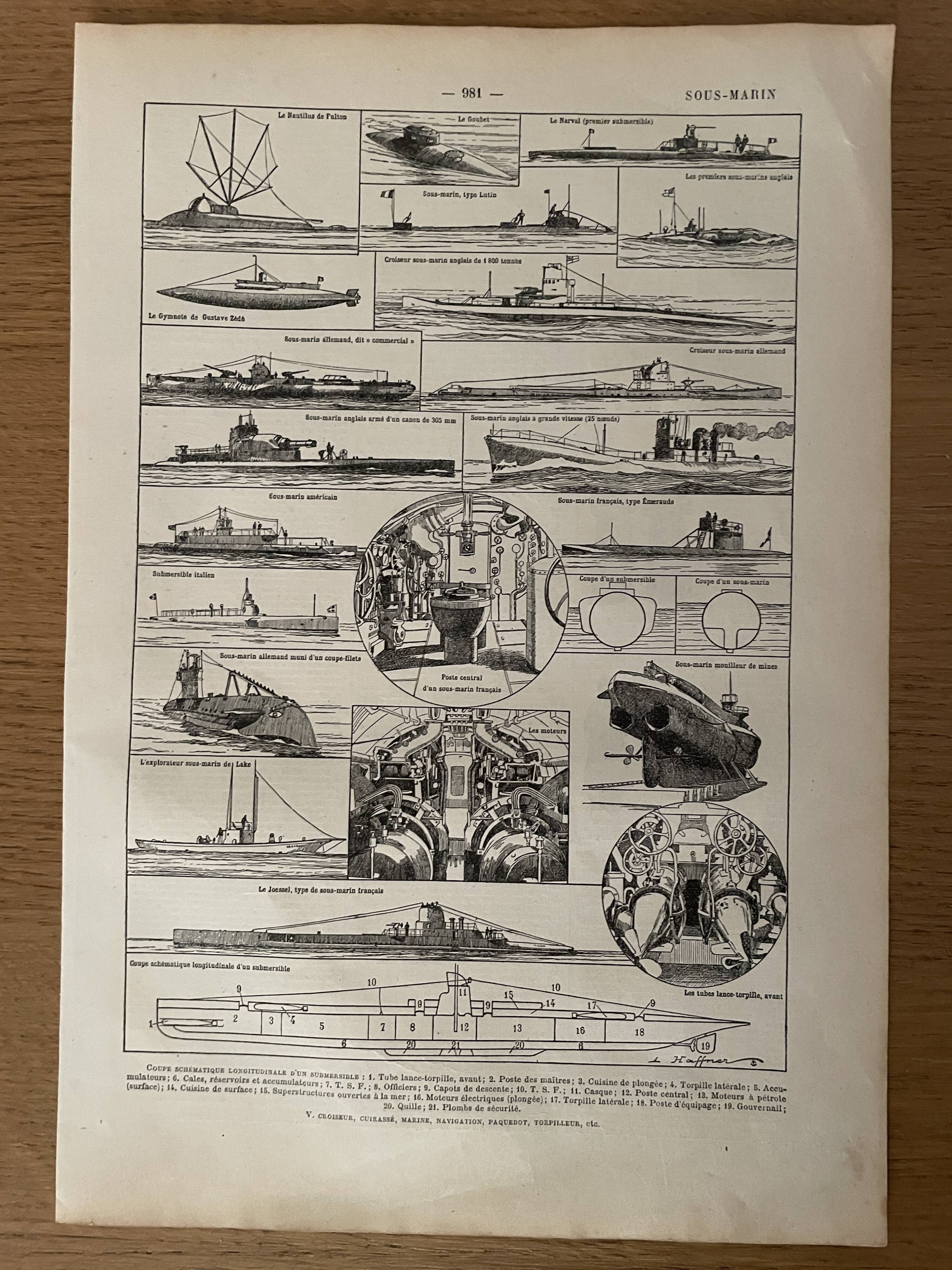 Lithograph on submarines - 1920