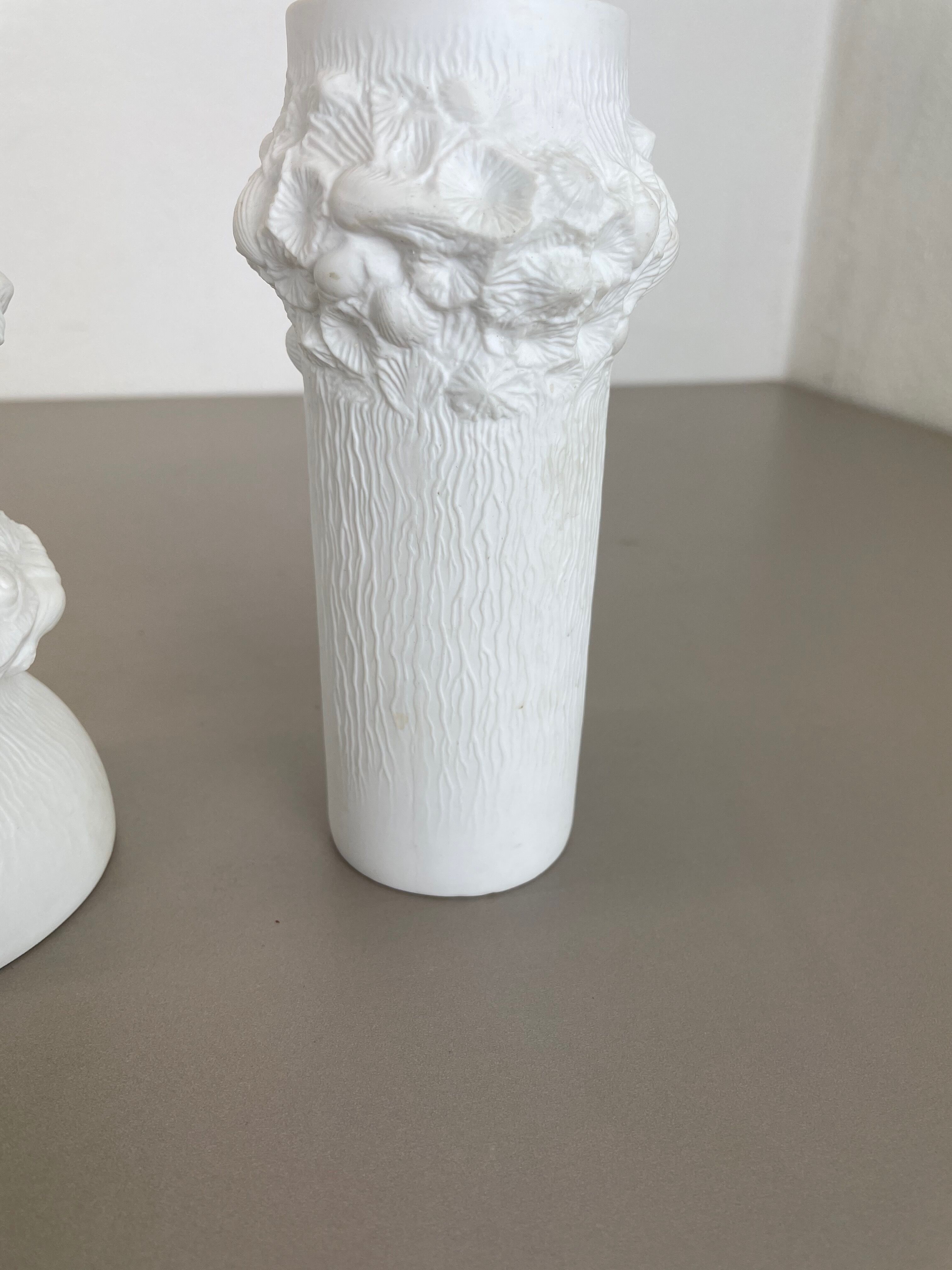 Set of 3 Original OP Art Biscuit Porcelain Vases by AK Kaiser, Germany, 1970s