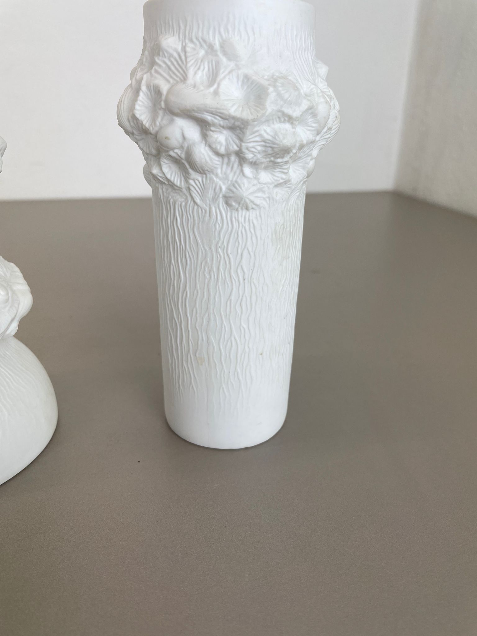Set of 3 Original OP Art Biscuit Porcelain Vases by AK Kaiser, Germany, 1970s