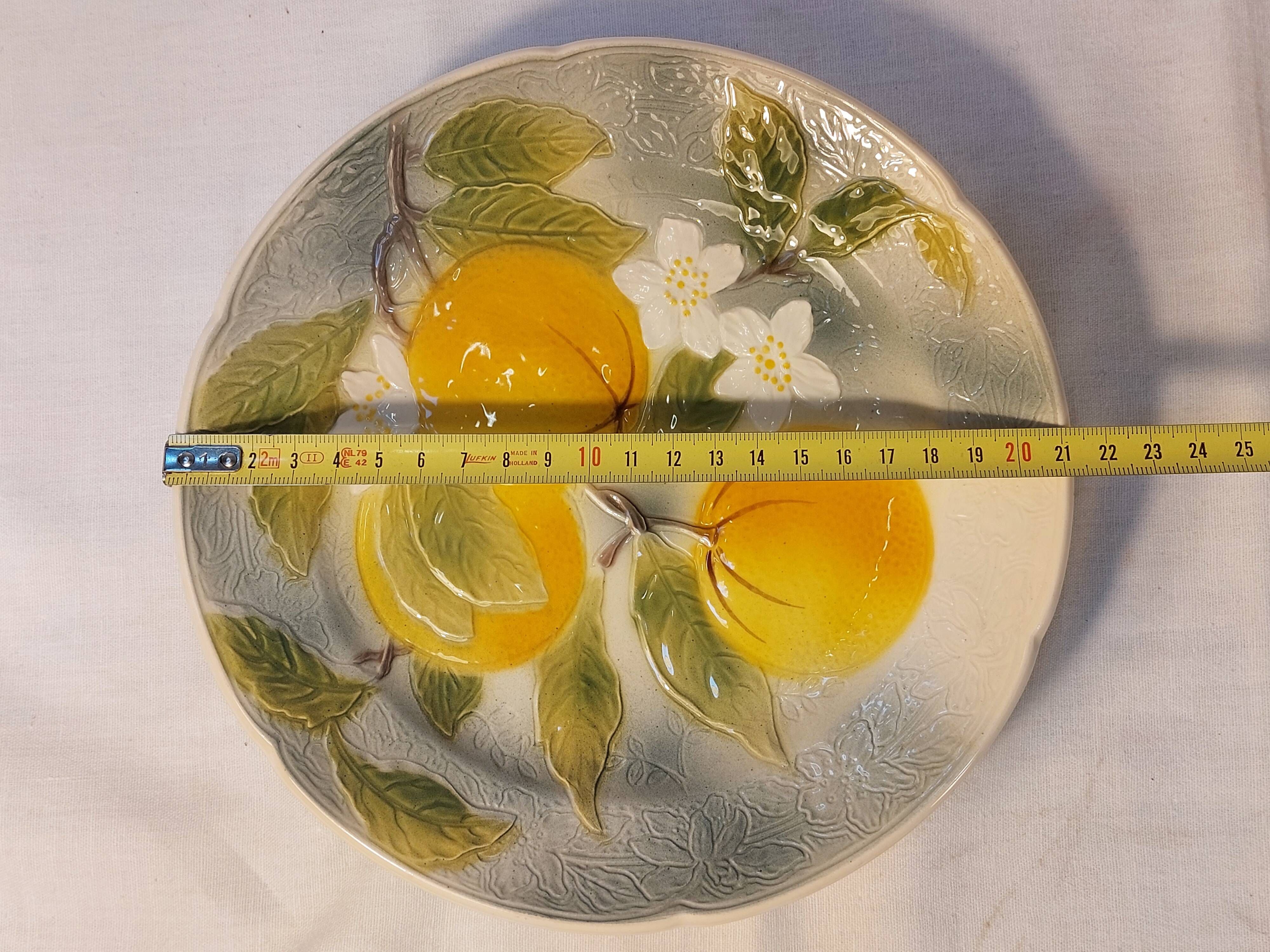 Set of 4 plates in St Clément Barbotine - Majolica - Fruits