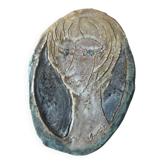 Signed wall ceramic from the 1970s.