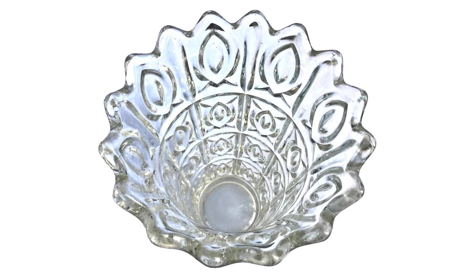 1960s Large trumpet vase Thick transparent glass