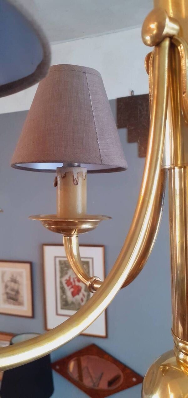 Lustre Art Déco en Bronze estampillé Petitot