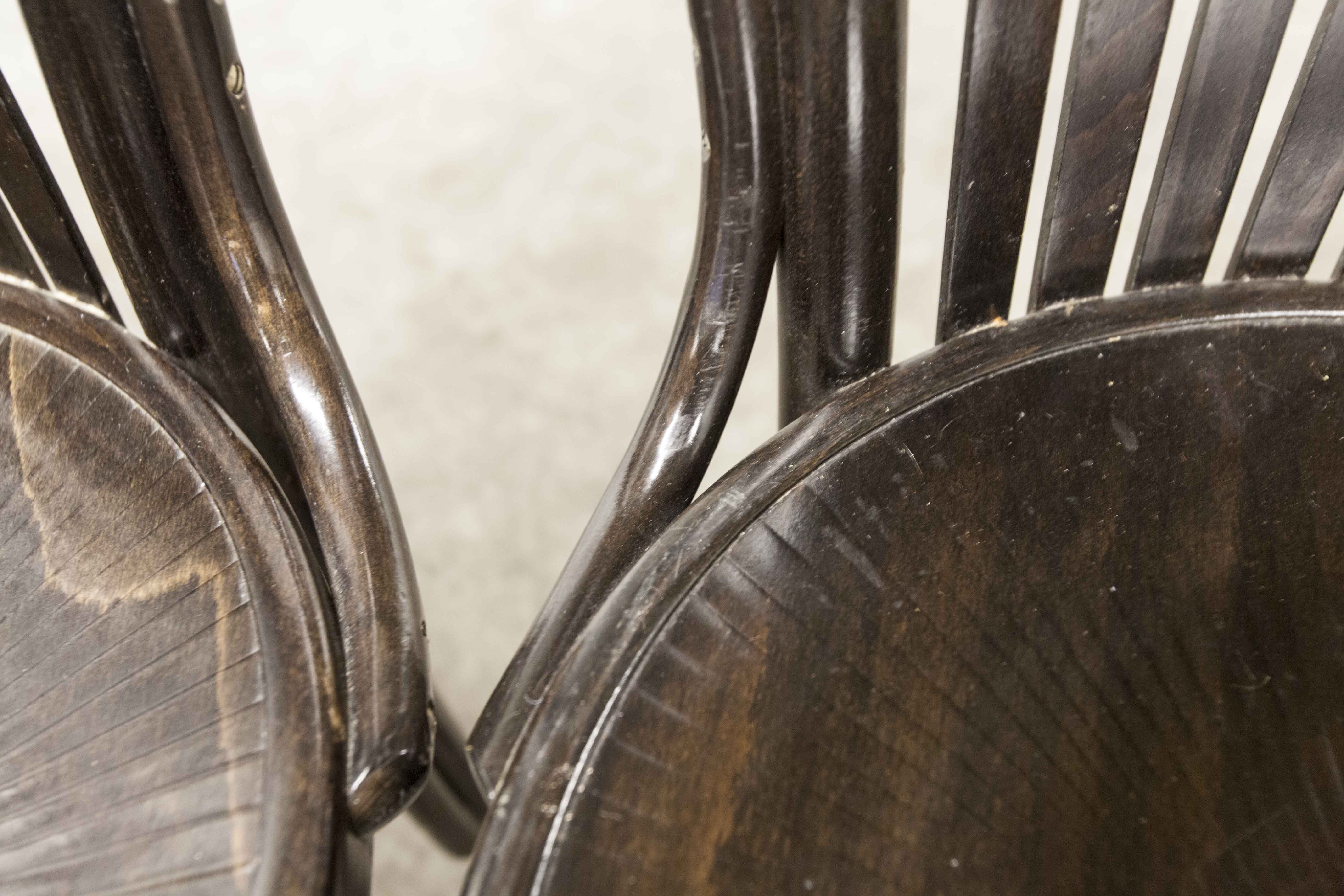 Set of 6 chairs Bistrot Baumann ref 22 curved wood