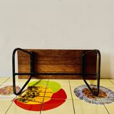 Vintage side table in wood and wrought iron