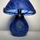 Lamp mushroom in Marmorean blue glass paste and brushed metal,Vincent Cadeau. Good condition.