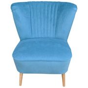 Blue cocktail armchair in beech wood, velvet fabric, Mid-Century design from the 1960s.