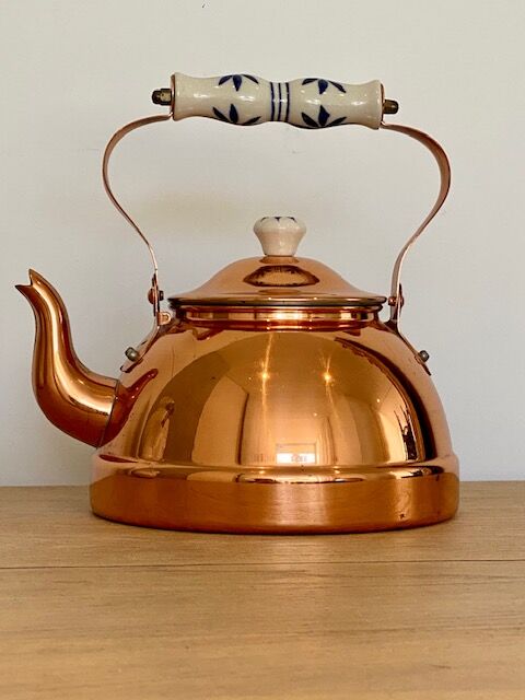 Vintage copper and ceramic kettle