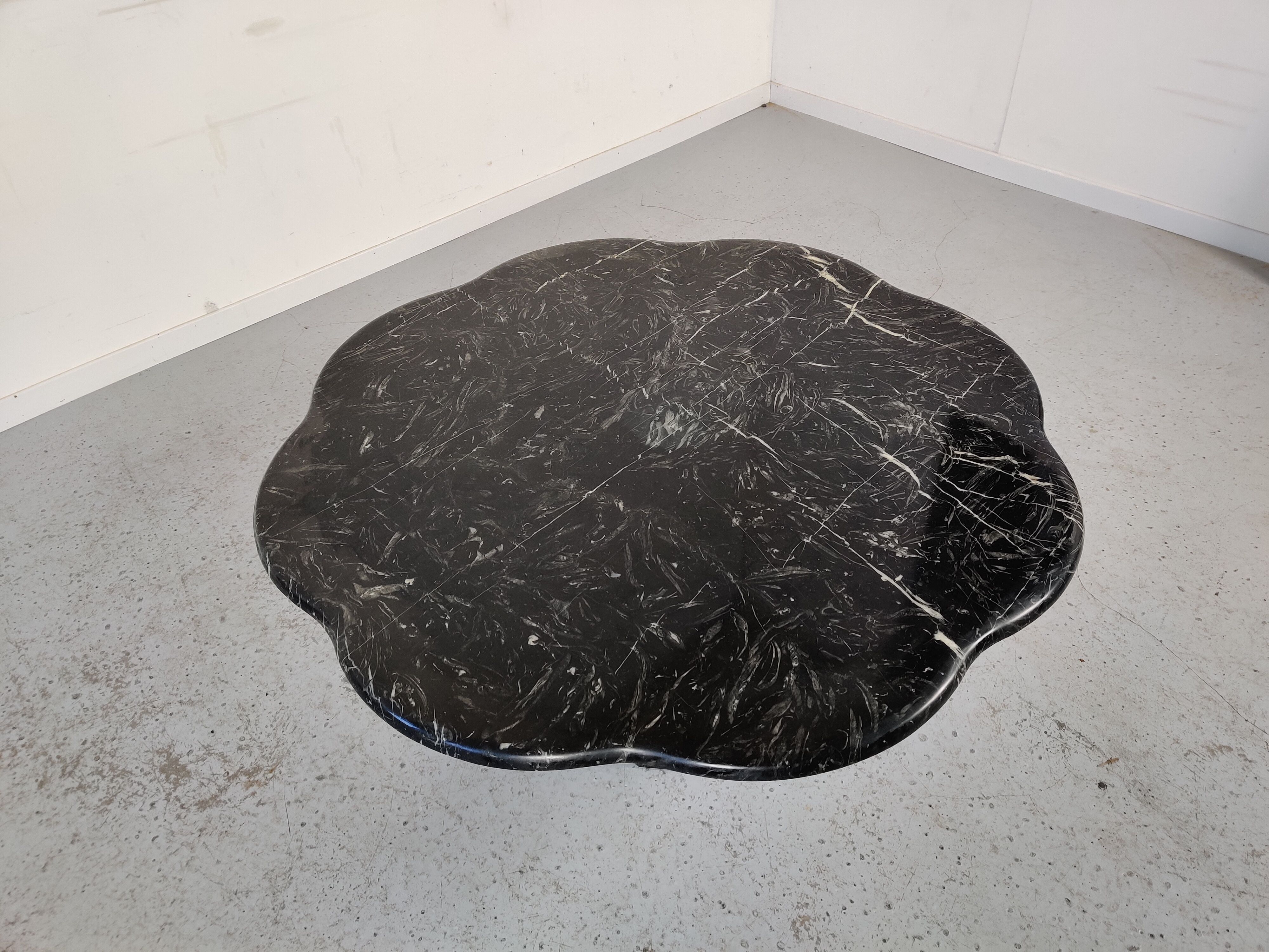 Black marble "cloud" coffee table, 70s/80s