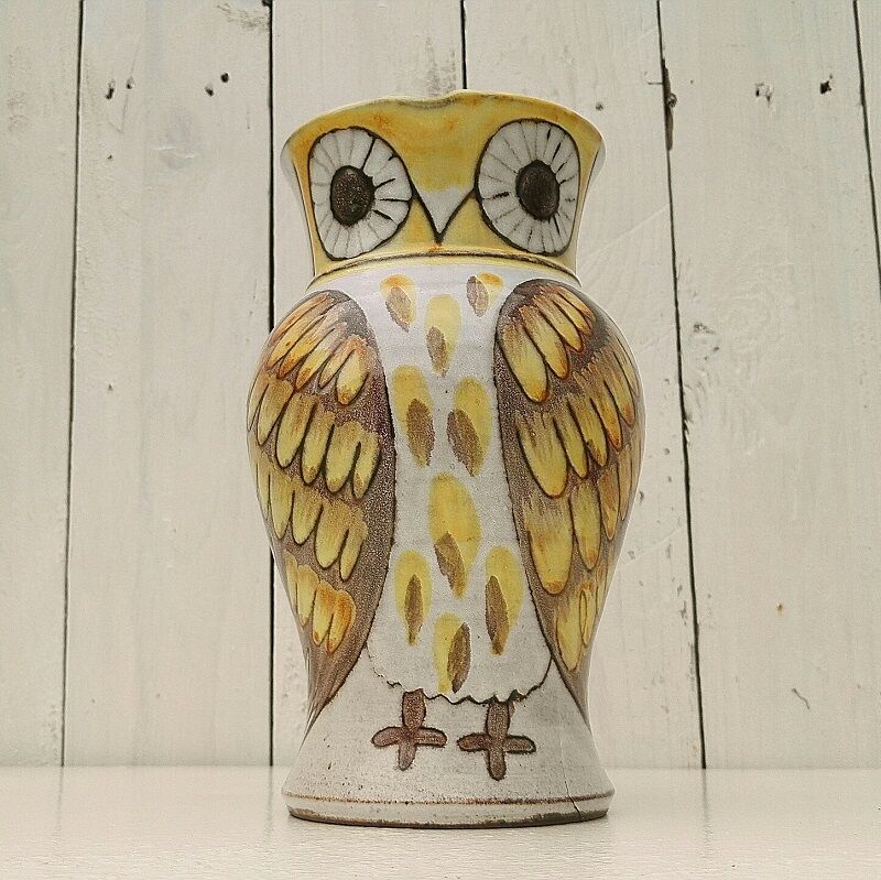 Zoomorphic ceramic owl pitcher signed owl