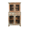 Patinated wooden glass cabinet