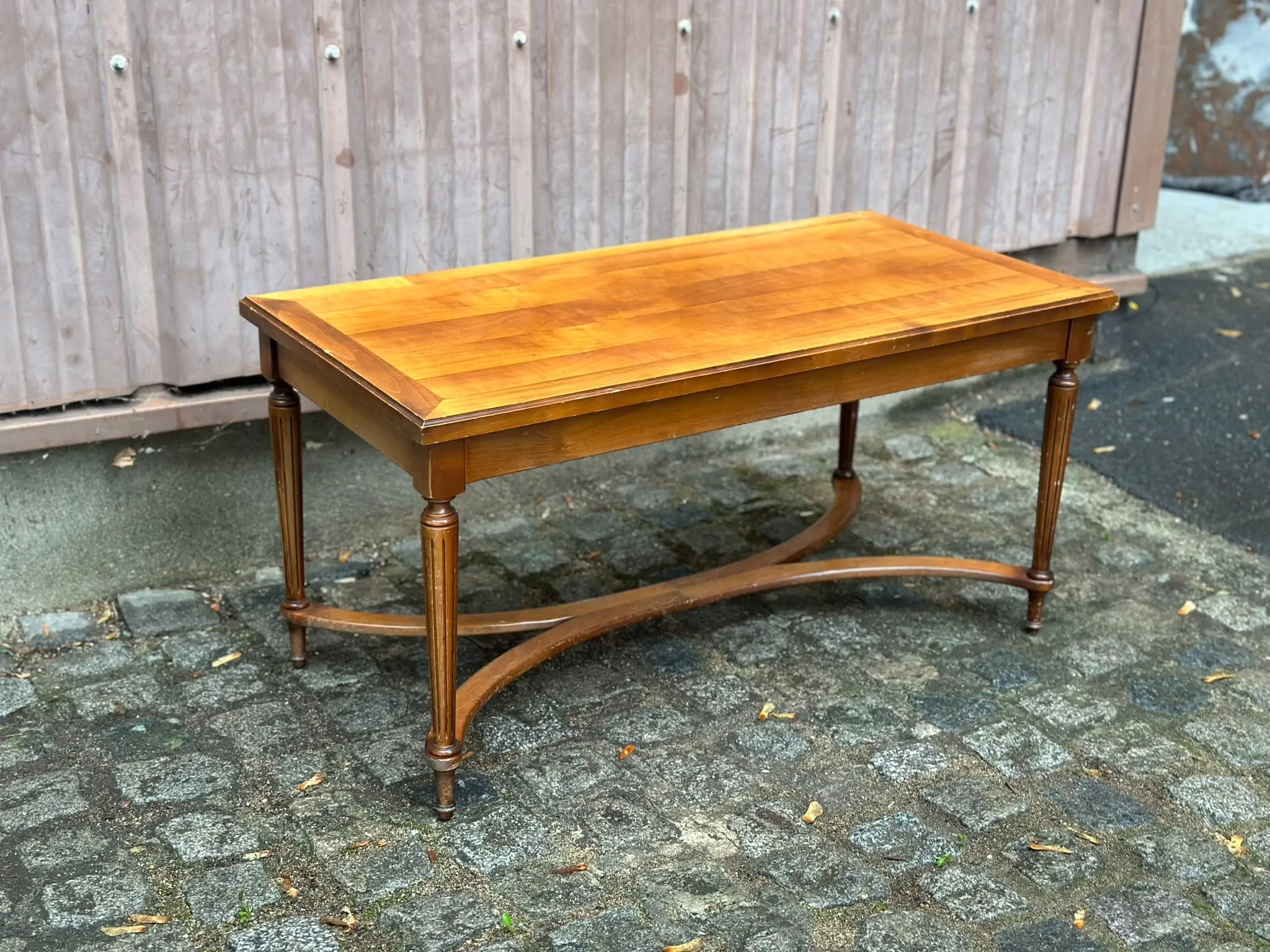 Louis XVI style coffee table in stained cherry wood 95x50cm 1970