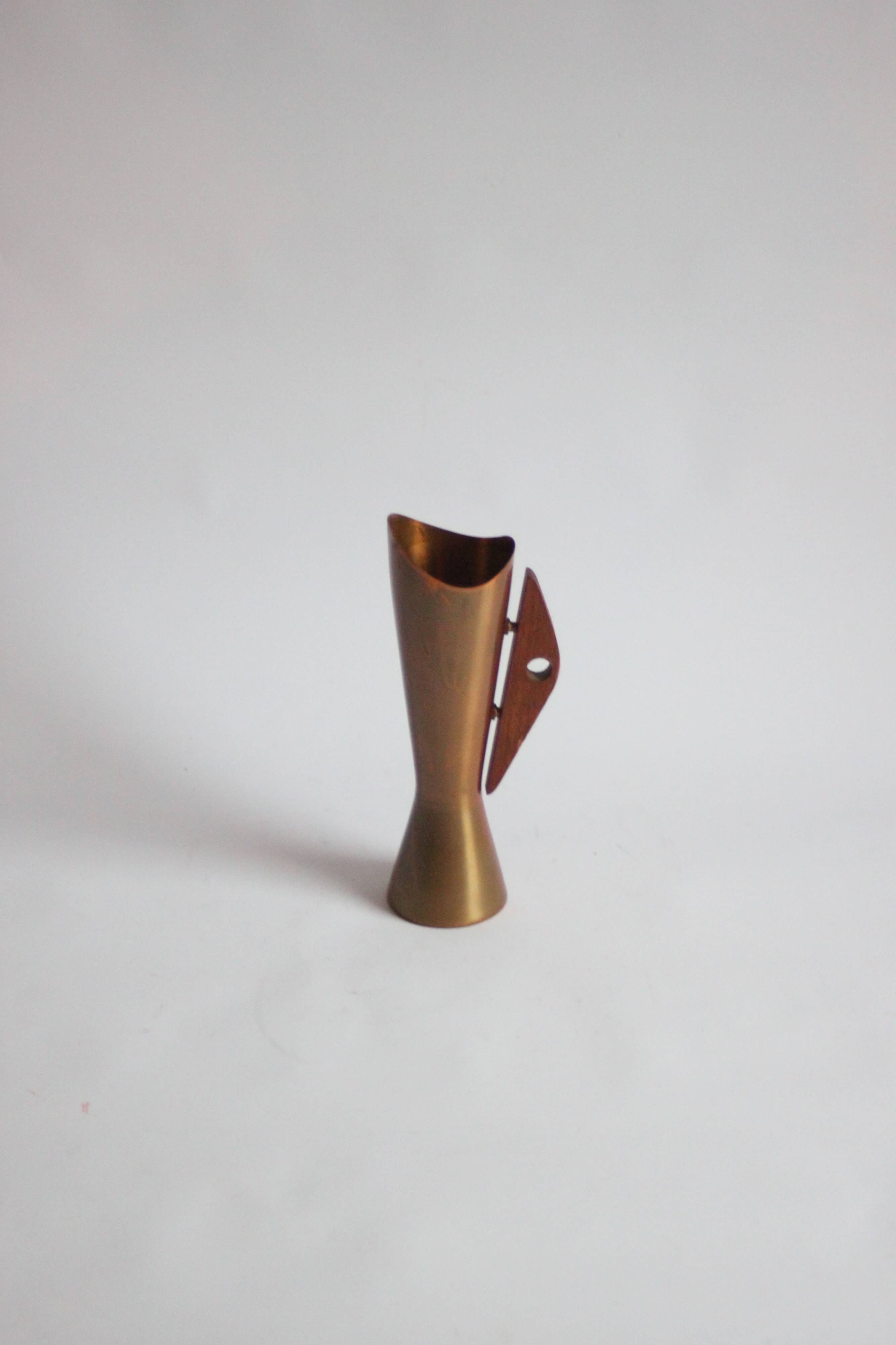 Copper and teak vase by Dahlmann, Germany 1950s