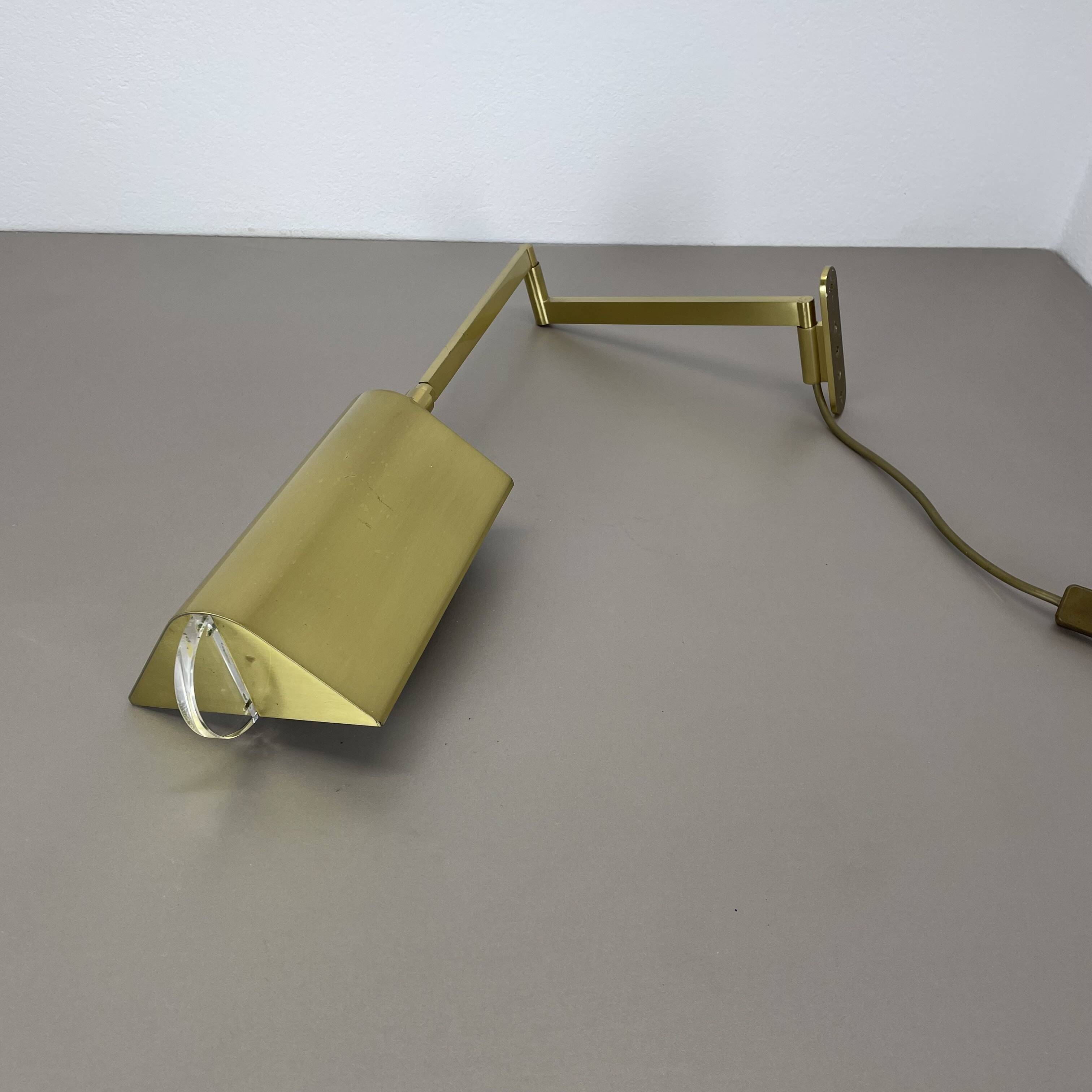 Large 77cm  omi swing arm brass acryl glass wall light italy 1970s