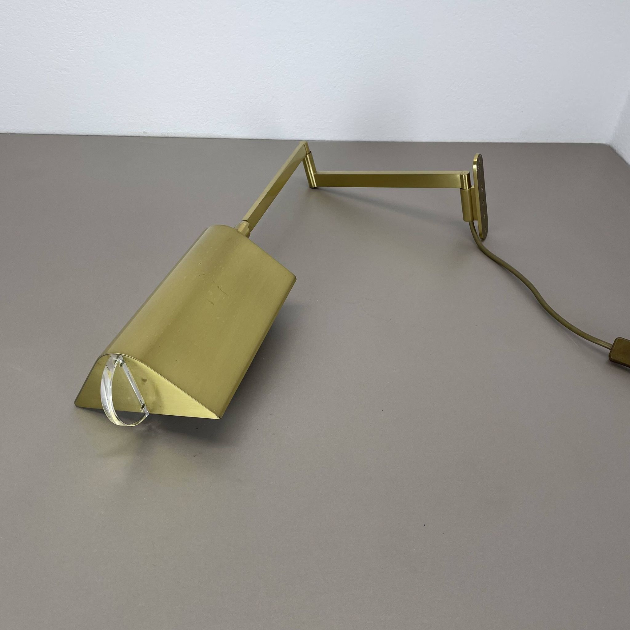 Large 77cm  omi swing arm brass acryl glass wall light italy 1970s