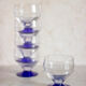 5 verres pied bleu style art déco