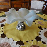 Fruit cup with silver metal foot, Murano granite glass "Vetro eseguito da maestri di Murano"