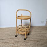Vintage rattan bar trolley