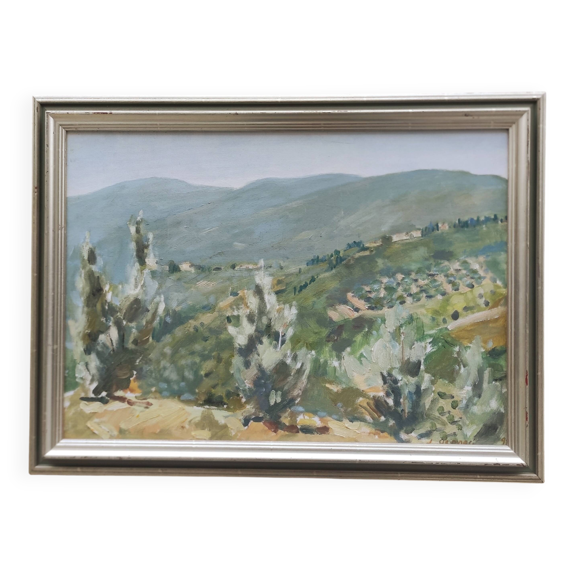 French vintage signed oil painting