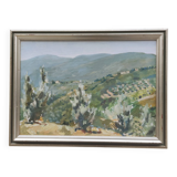 French vintage signed oil painting