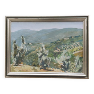 French vintage signed oil painting