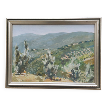 French vintage signed oil painting