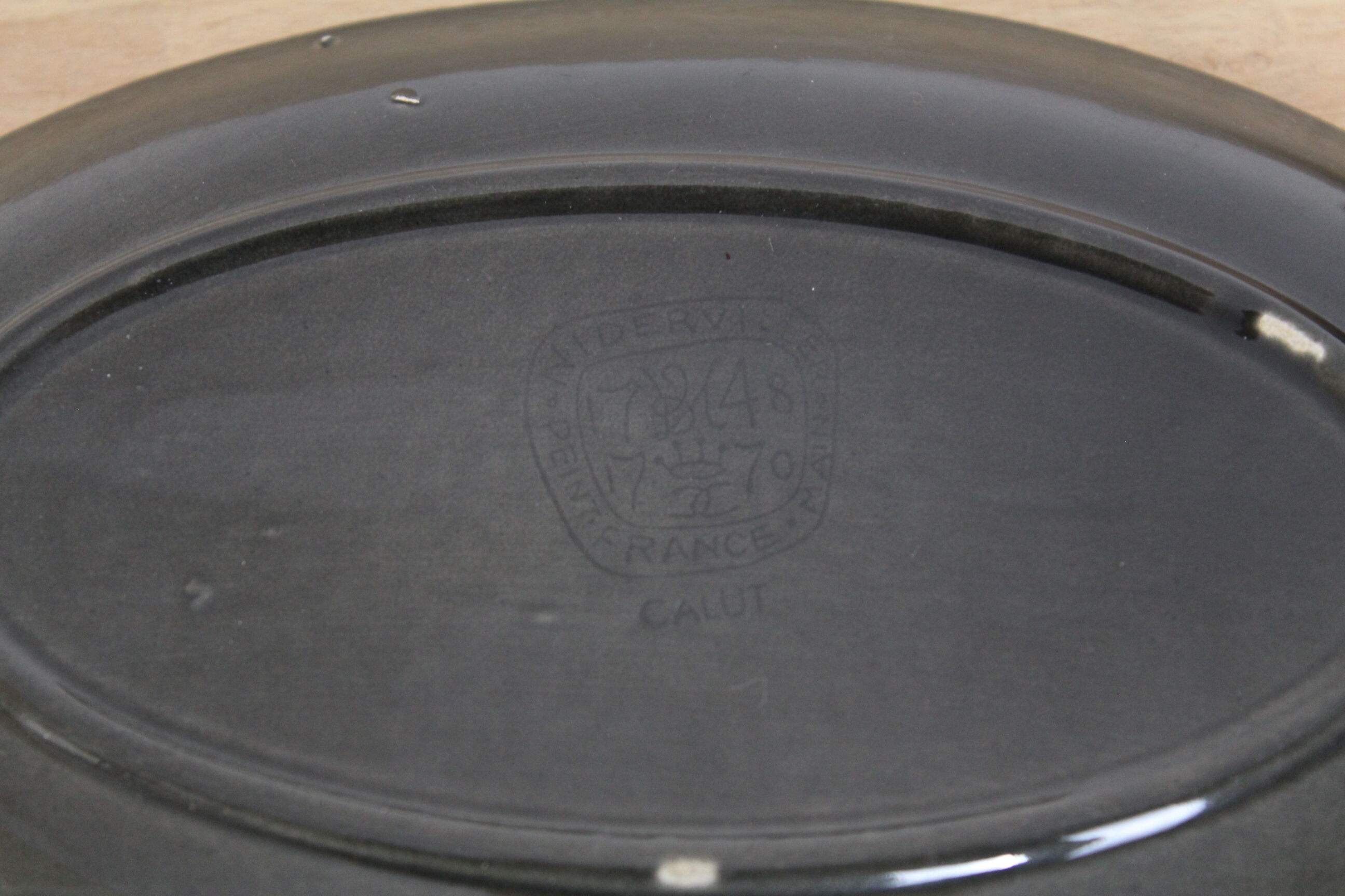 Set of 2 ceramic aperitif cups Niedervillers Calut, mid century, orange flowers