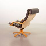 Noboru Nakamura Design Chocolate Brown Padded Leatherette Swivel Chairs 70s