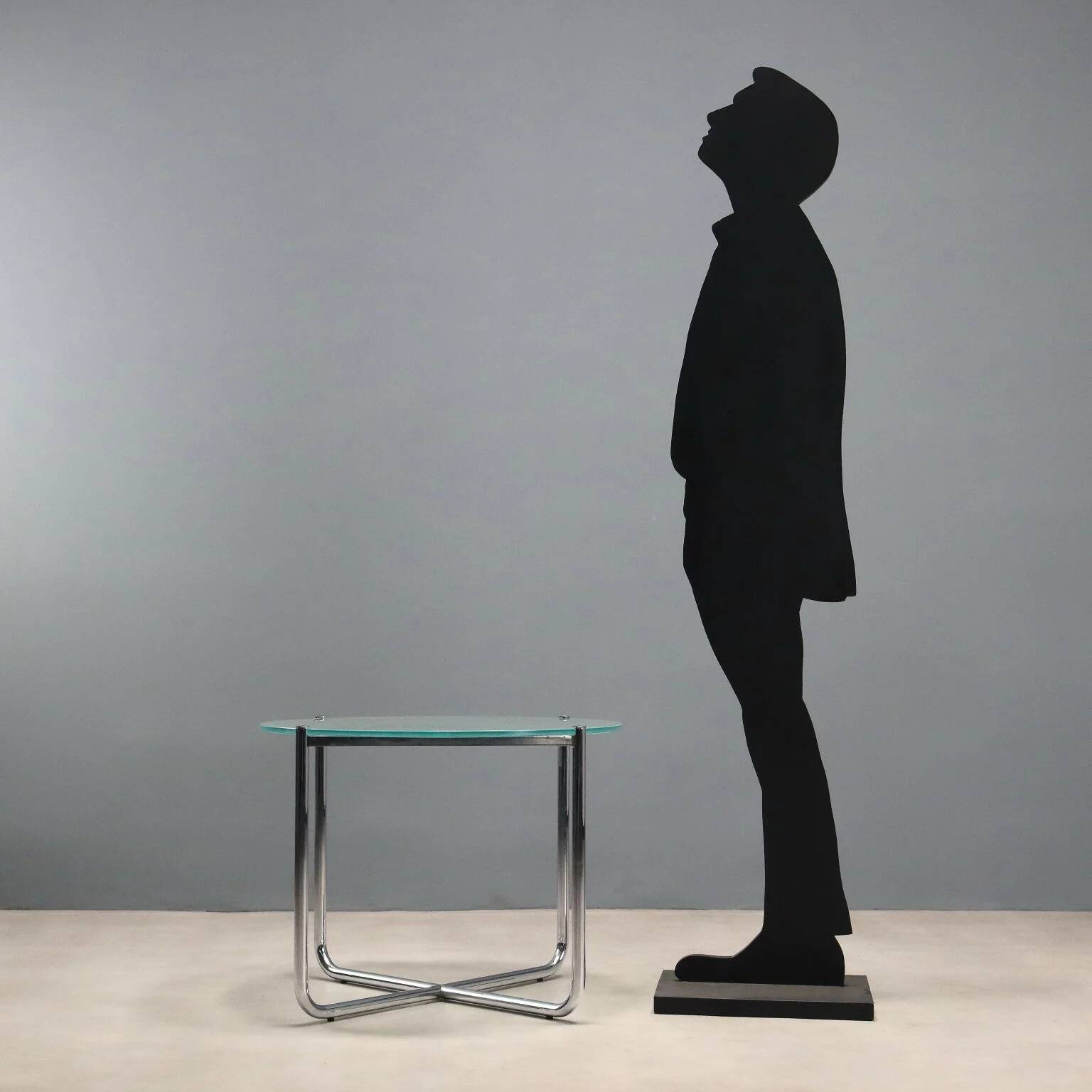 Knoll E01M coffee table designed by Mies van der Rohe, metal, 1990s.