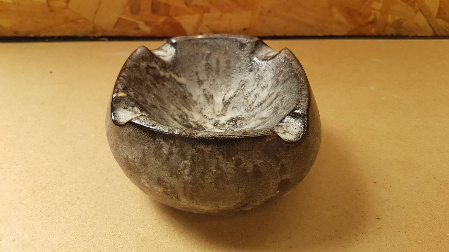Old gray ceramic ashtray 70s vintage
