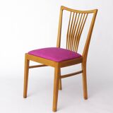 Vintage Magenta Upholstered Beech Dining Chair – Germany, 1960s–1970s