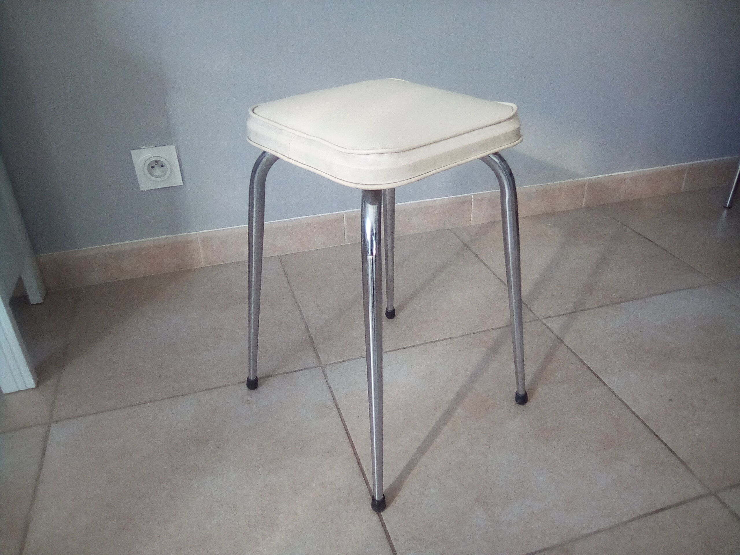 Vintage leather and chrome stool
