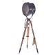 Old industrial spot on wooden tripod | vintage spot on 3 leg | tripod floor lamp