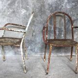 Pair of metal armchairs