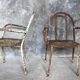 Pair of metal armchairs