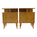 1960s Pair of Nightstands in Ash Finish , Italy