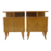Paire de tables de chevet des années 1960 en finition frêne, Italie