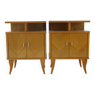 Paire de tables de chevet des années 1960 en finition frêne, Italie