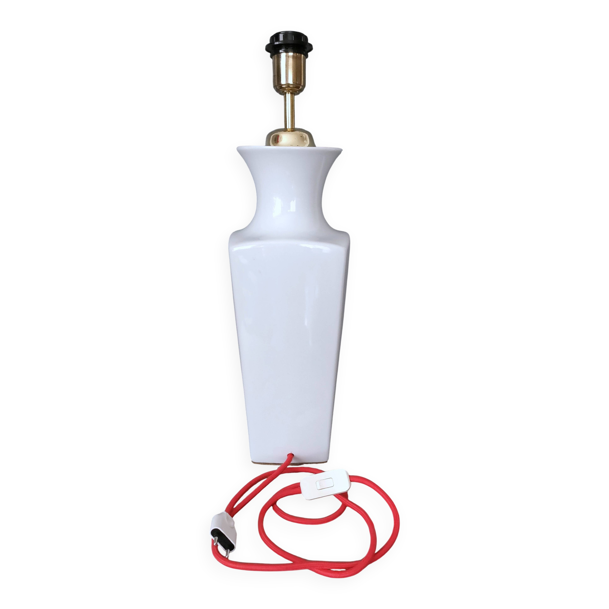 Importante lampe en porcelaine de Chine - blanc émaillé - design 50's