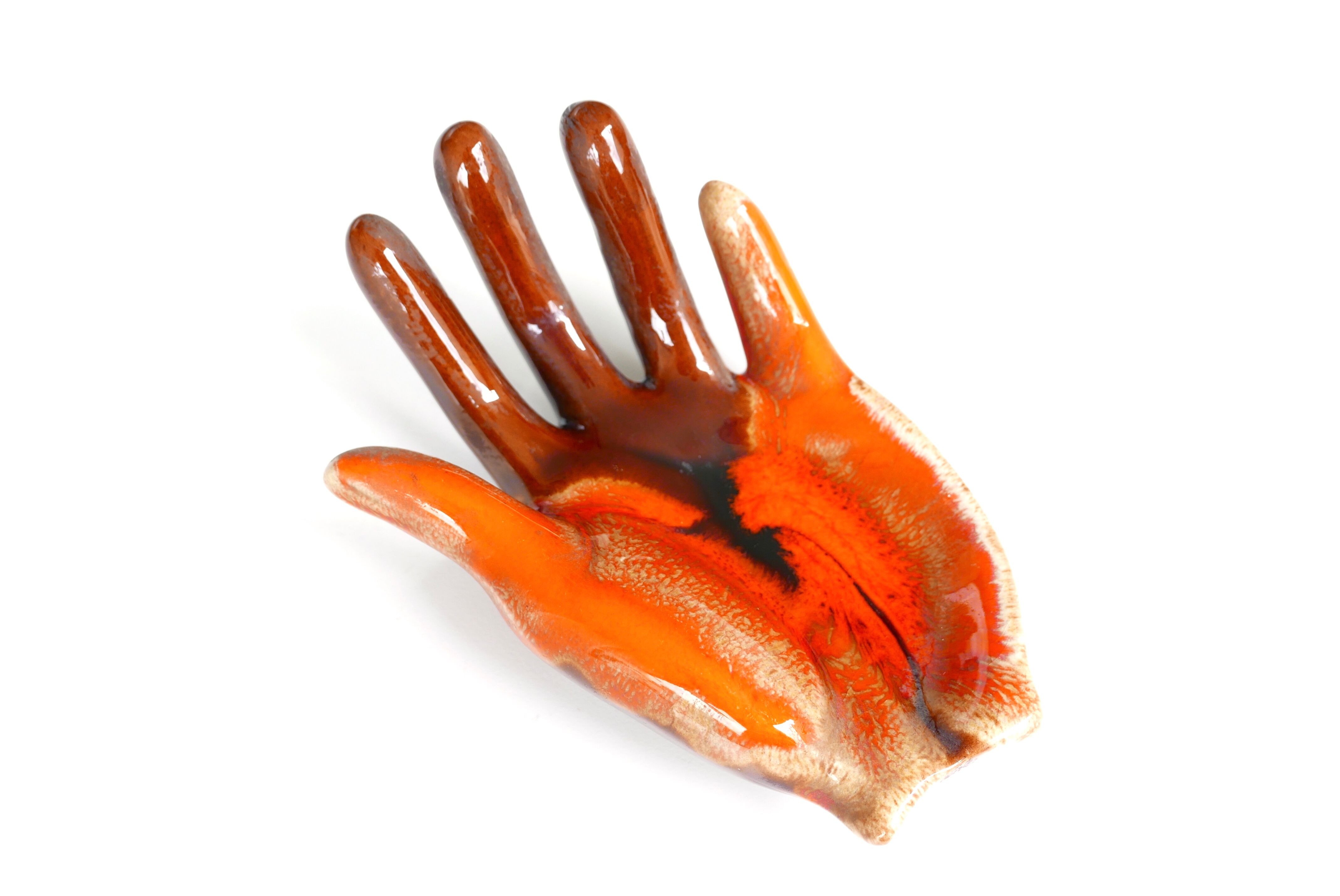 Hand vacuum Pocket ceramic Orange Vallauris, years 70