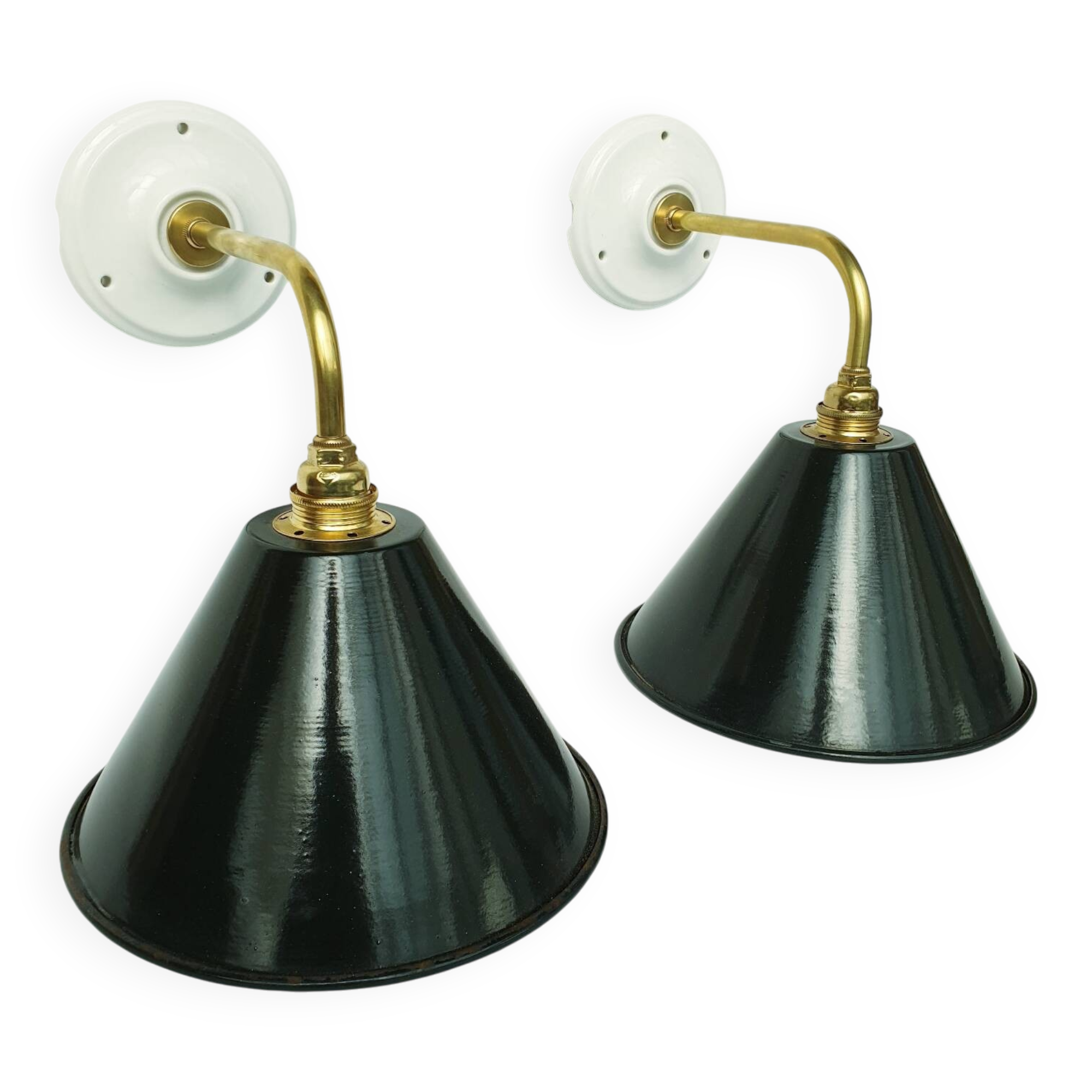 Antique enamelled sheet metal wall lights