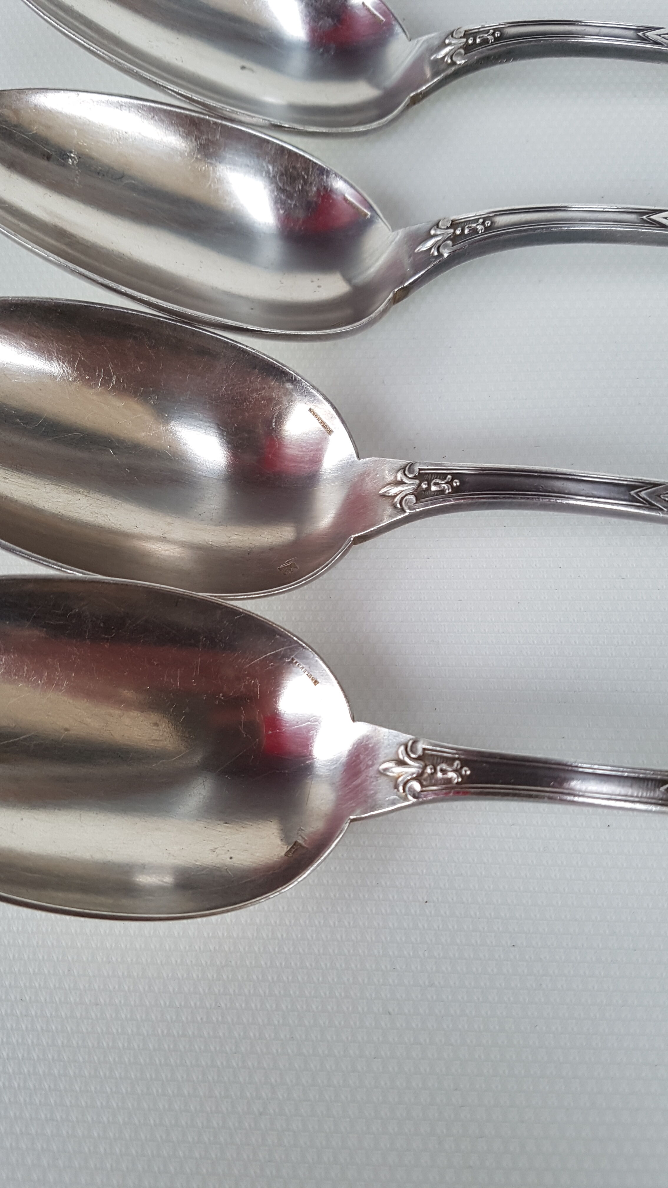 6 silver metal soup spoons by Boulenger, beginning 20th century