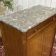 Small Louis XVI style cabinet in mahogany, oak, and marble top.