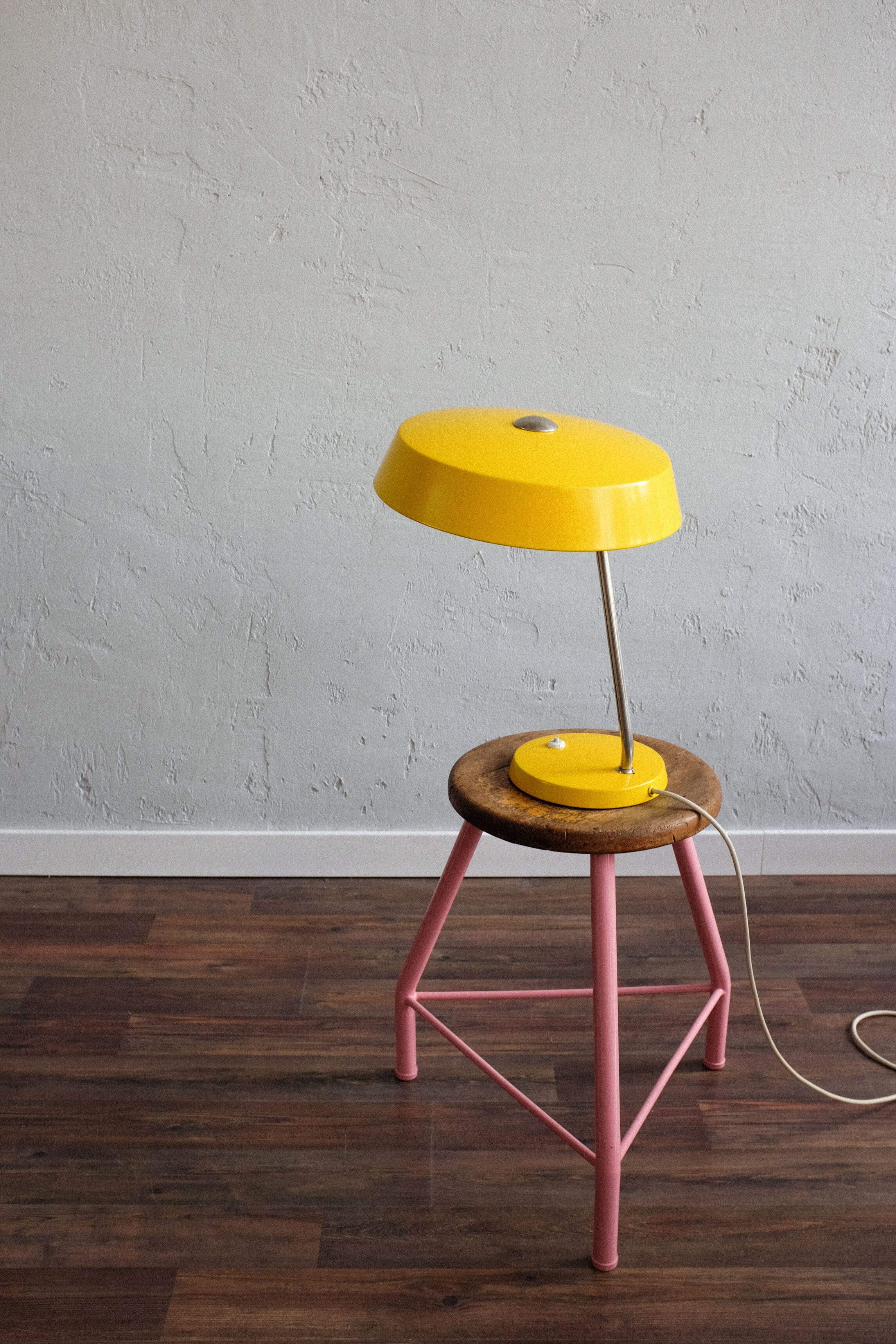 East germany vintage yellow table lamp by veb narva leuchtenbau, 1960s