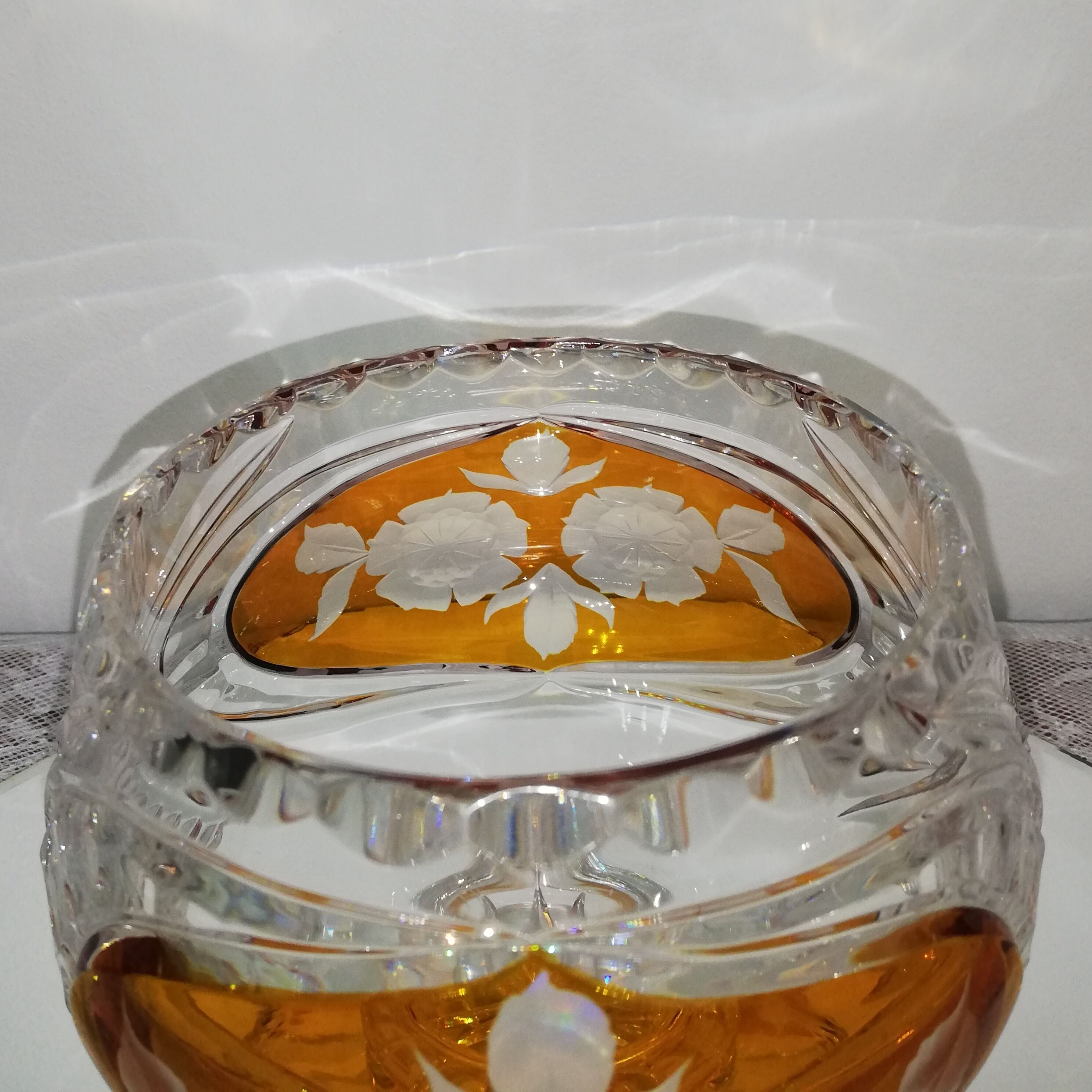 Cut and chiseled Bohemian crystal cup