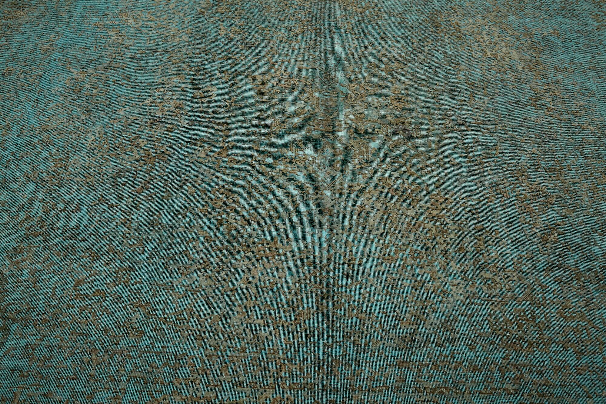 1970s 232 cm x 319 cm turquoise wool carpet