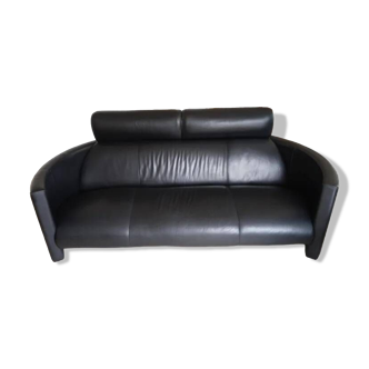 BLACK NEGRESCO LEATHER SOFA