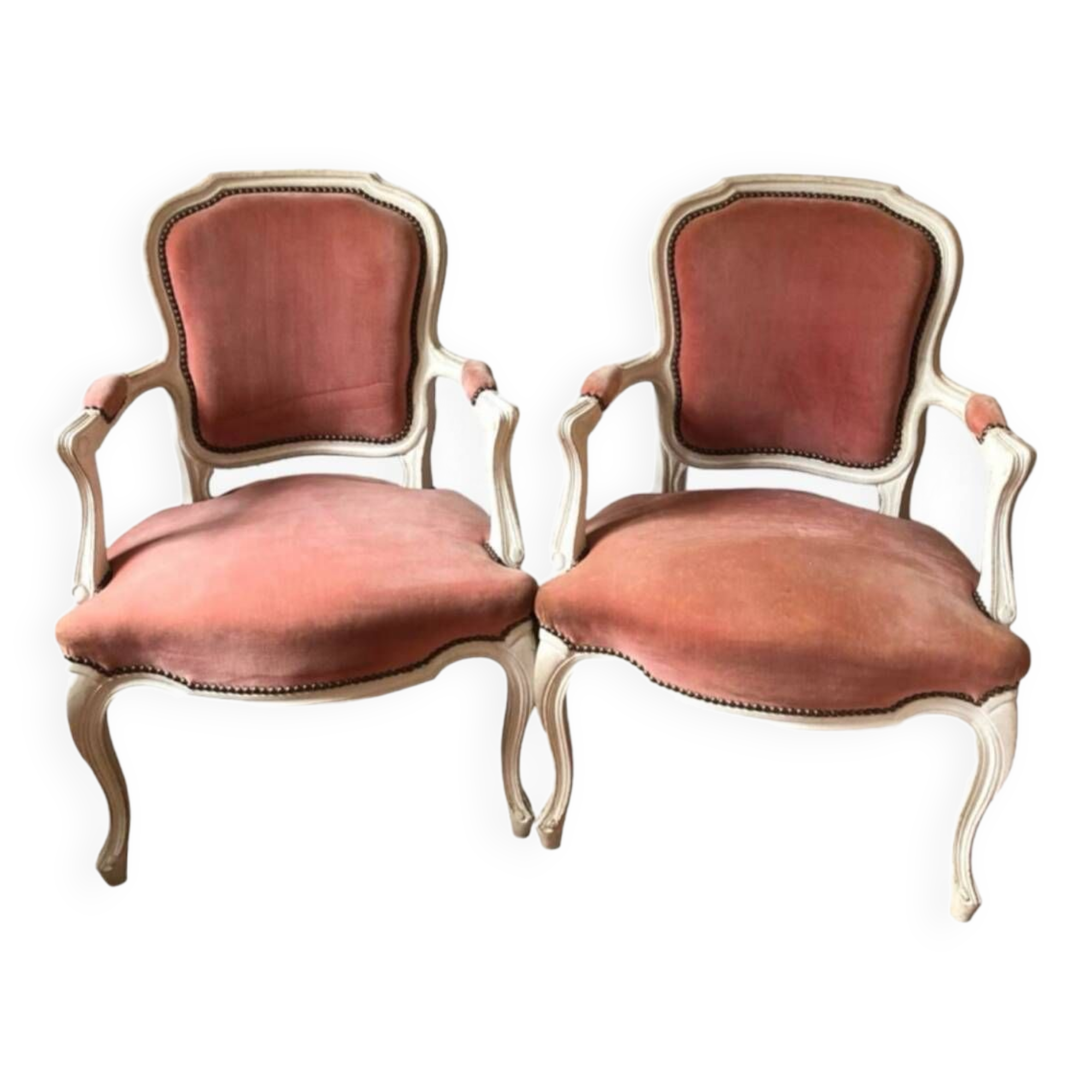 Pair of Louis XV style cabriolet armchairs